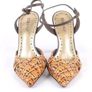 BCBG Girls Womans Heels  7.5 brown/orange weave
